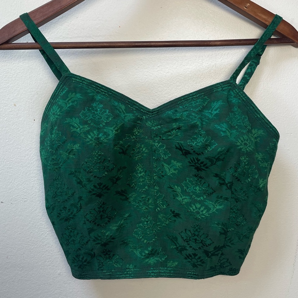 SANDRO Manon Emerald Green Jacquard Camisole Bustier - Size 0